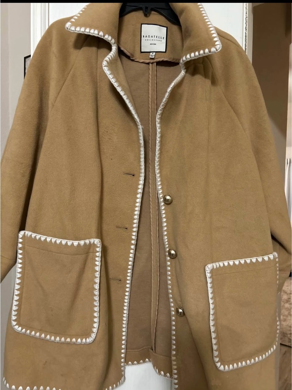 bagatelle Camel Cape with White Trim Accents